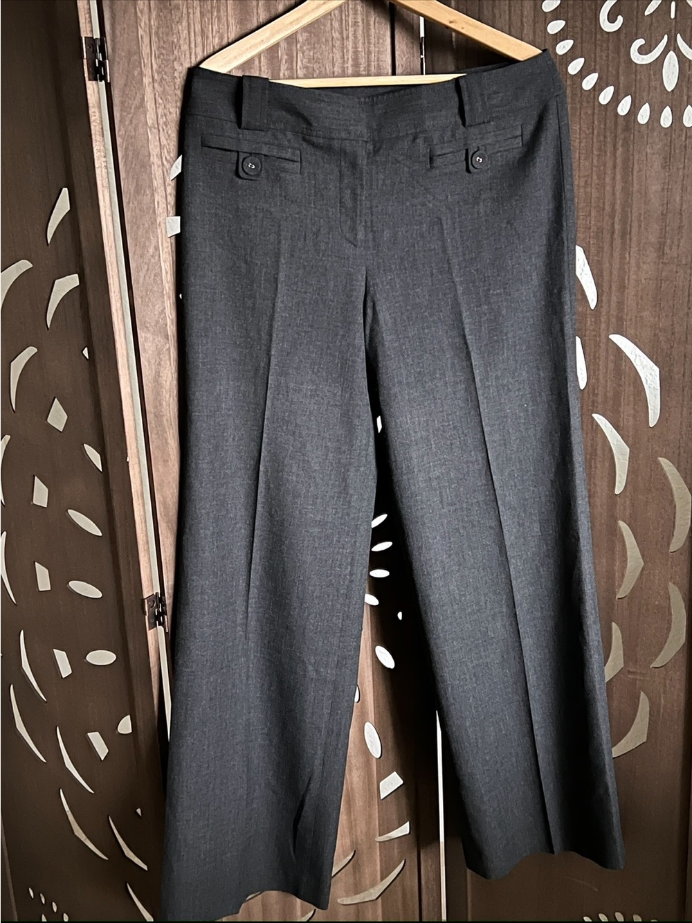 Ann Taylor Dark Gray Wide-Leg Dress Trousers